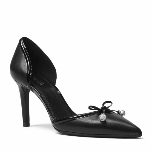 New! MICHAEL KORS Gia Leather Black Pumps Heels - Picture 1 of 5